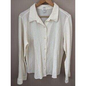 Christopher & Banks Women’s XL Ivory Textured Button Up Long Sleeve